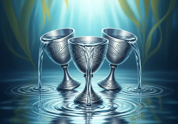 Flowing cups symbolizing emotions and relationships
