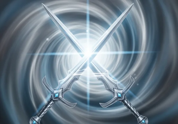 Two crossed swords symbolizing intellect and truth