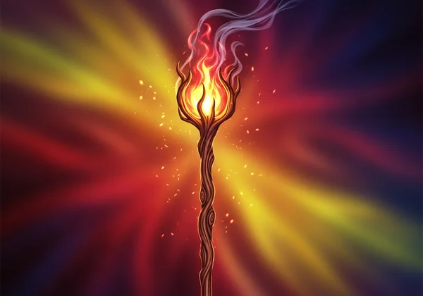A fiery wand symbolizing creativity and action