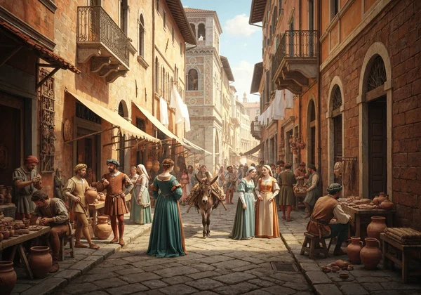 Orang-orang bermain permainan kad Tarocchi di Renaissance Itali