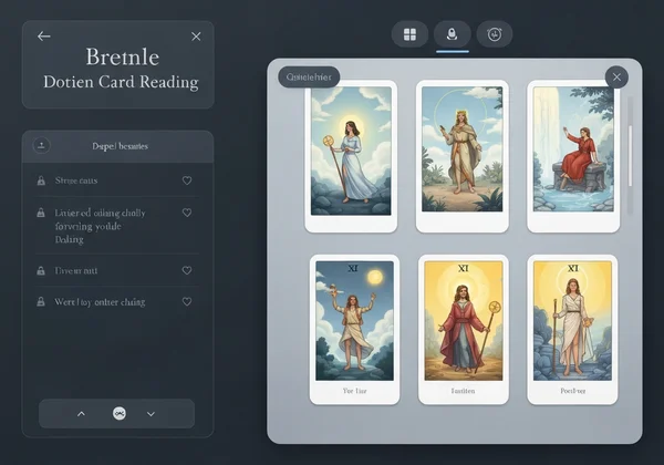 Pengguna berinteraksi dengan penjana kad tarot dalam talian moden