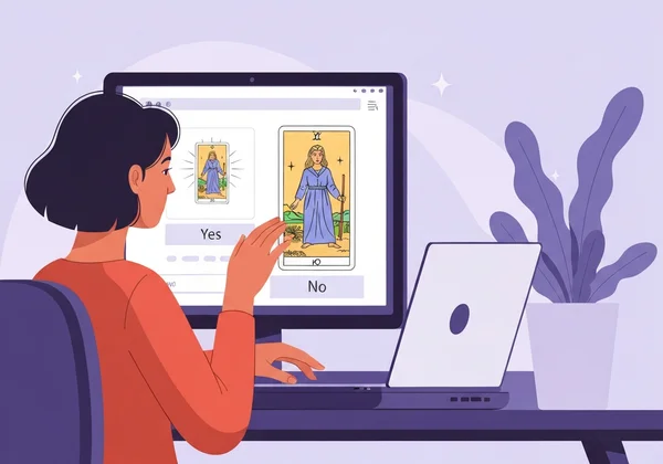 Woman getting a yes no tarot reading online