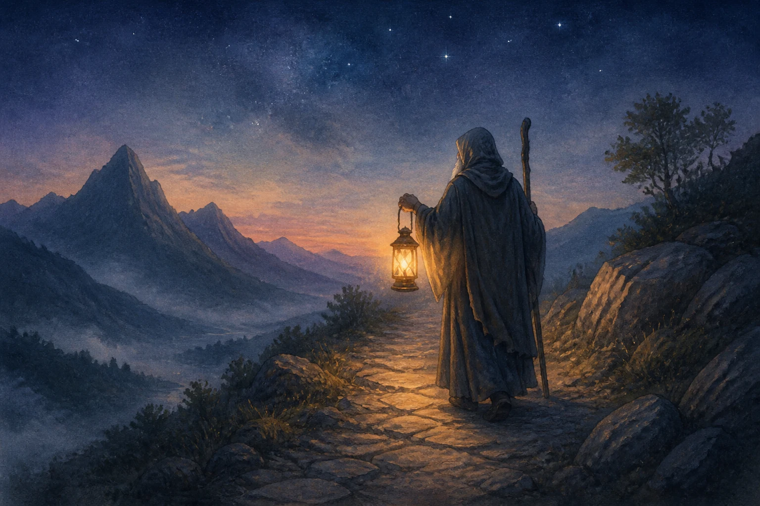 Hermit lantern on a quiet path